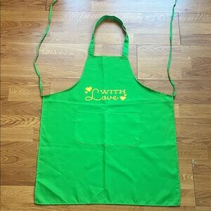 Green Apron with Yellow 'With Love' Print